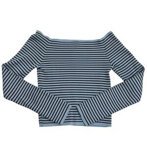 Urban Outfitters Silence + Noise Striped Long‑Sleeve Top 💙 Brown & Blue • Size L